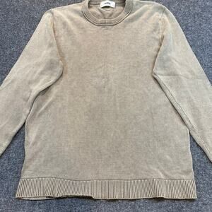 Buck Mason Seafarer Cotton Rib Crewneck Knit Pullover Sweater Beige Mens Large